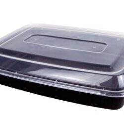Plastic Food Container With Lid (Rectangular) - 24 Oz - 150Cs
